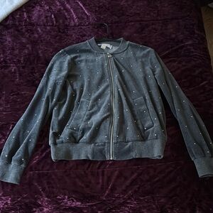 Michael Kors Gray Bomber Jacket Sporty Design